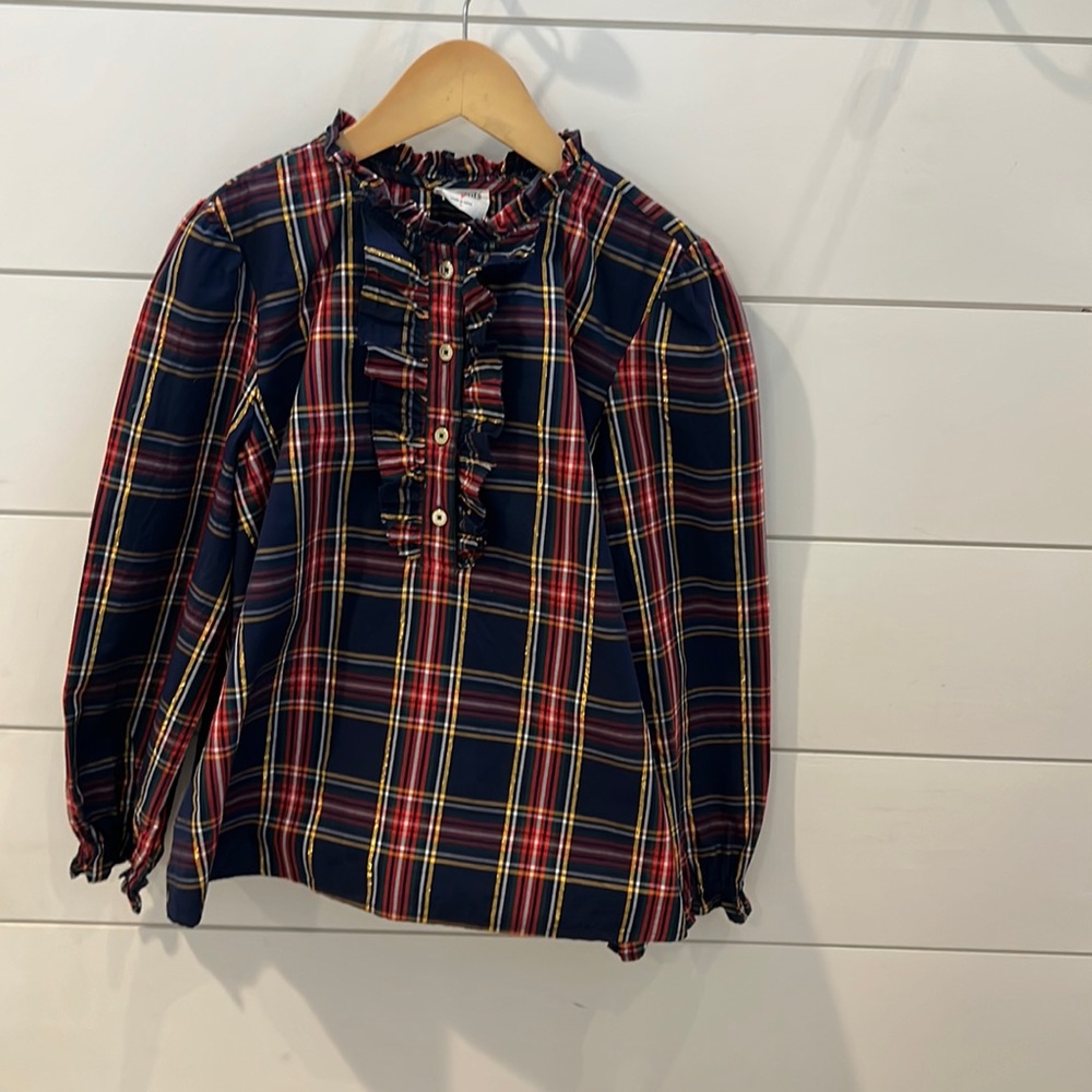 Crew Cuts from Jcrew girls tartan top with ruffles size Large